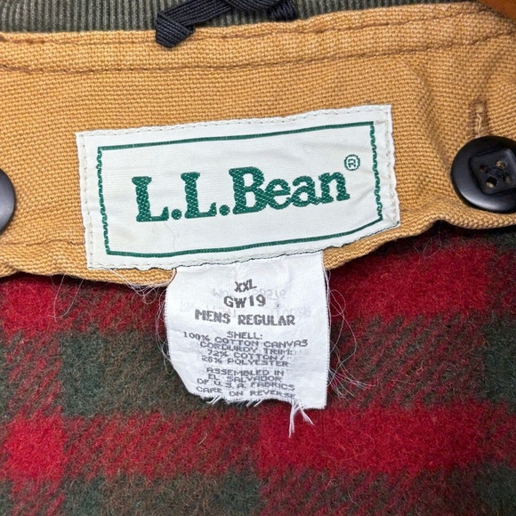 LL Bean Men’s XXL Original Field Coat Barn Chore Tan Jacket Flannel Lined Vtg - Picture 4 of 9